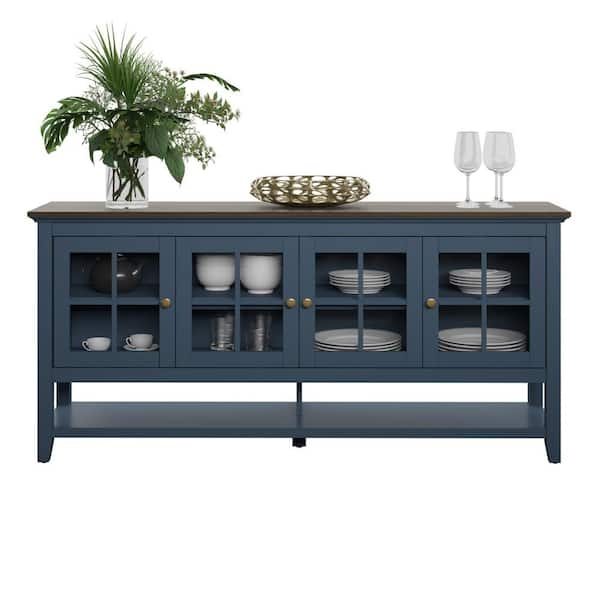 Sideboard in Fontana Blue with Windowpane Glass Doors