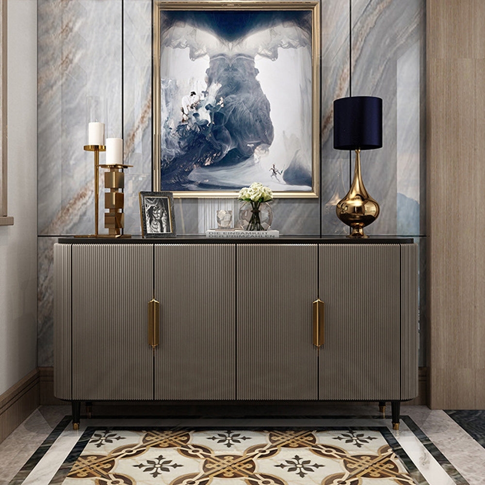 Sideboard: Rounded Silhouette and Fluted Four Door Sideboard