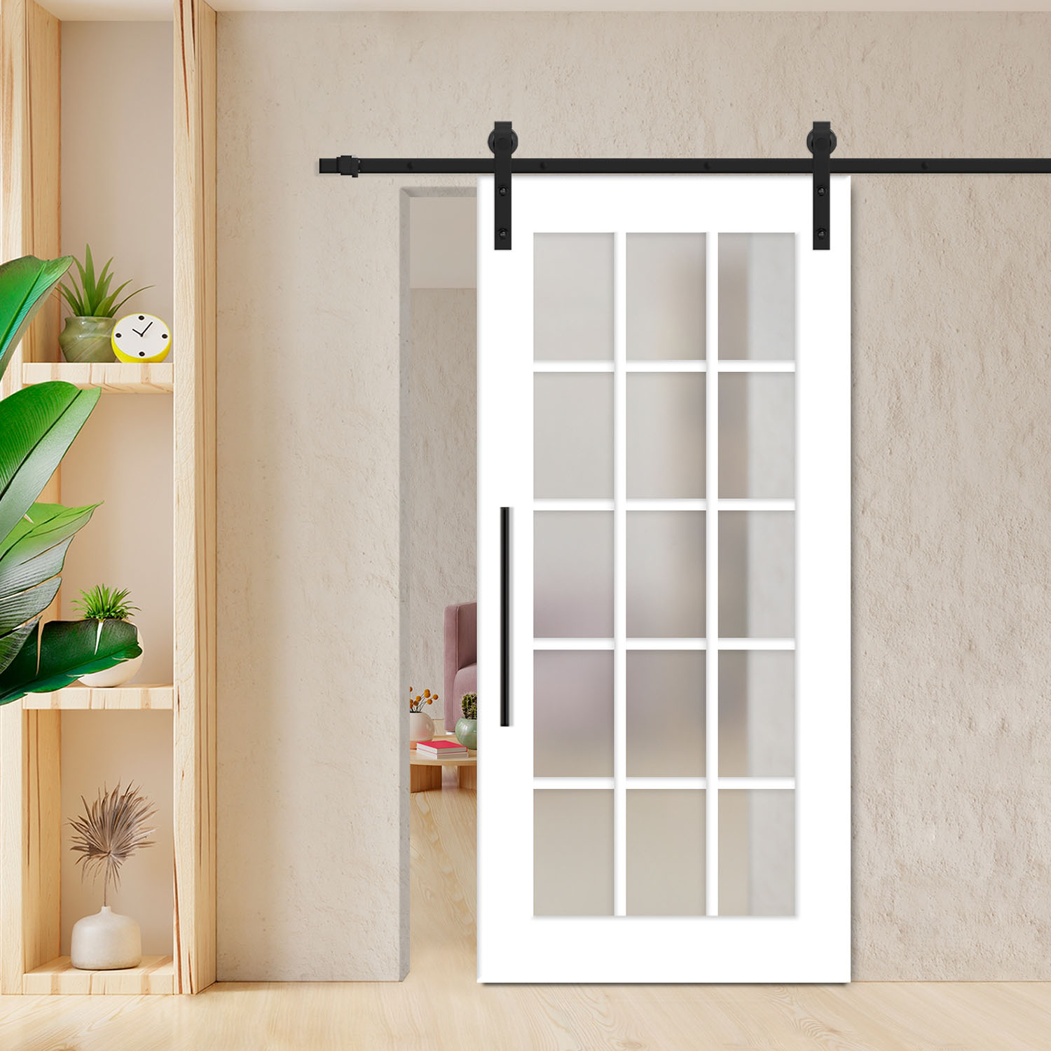 Sliding Barn Door: 15-Lite White French Sliding Door