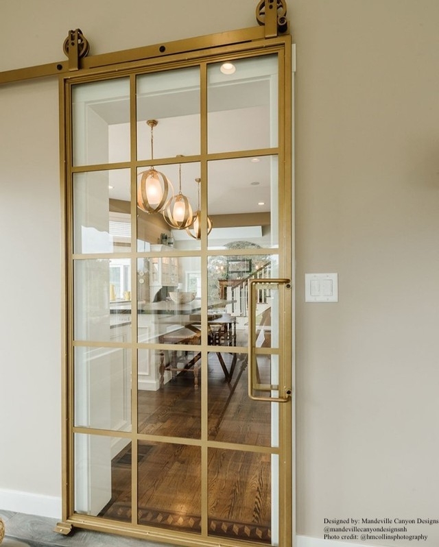 Sliding Barn Door: Gold Frame Industrial Hardware