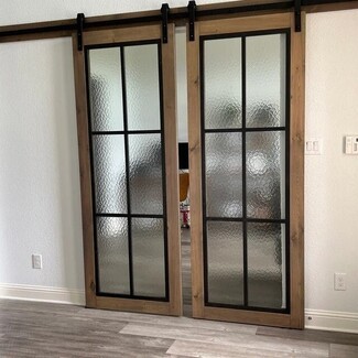 Sliding Barn Doors: Hammered Glass Privacy Sliding Doors