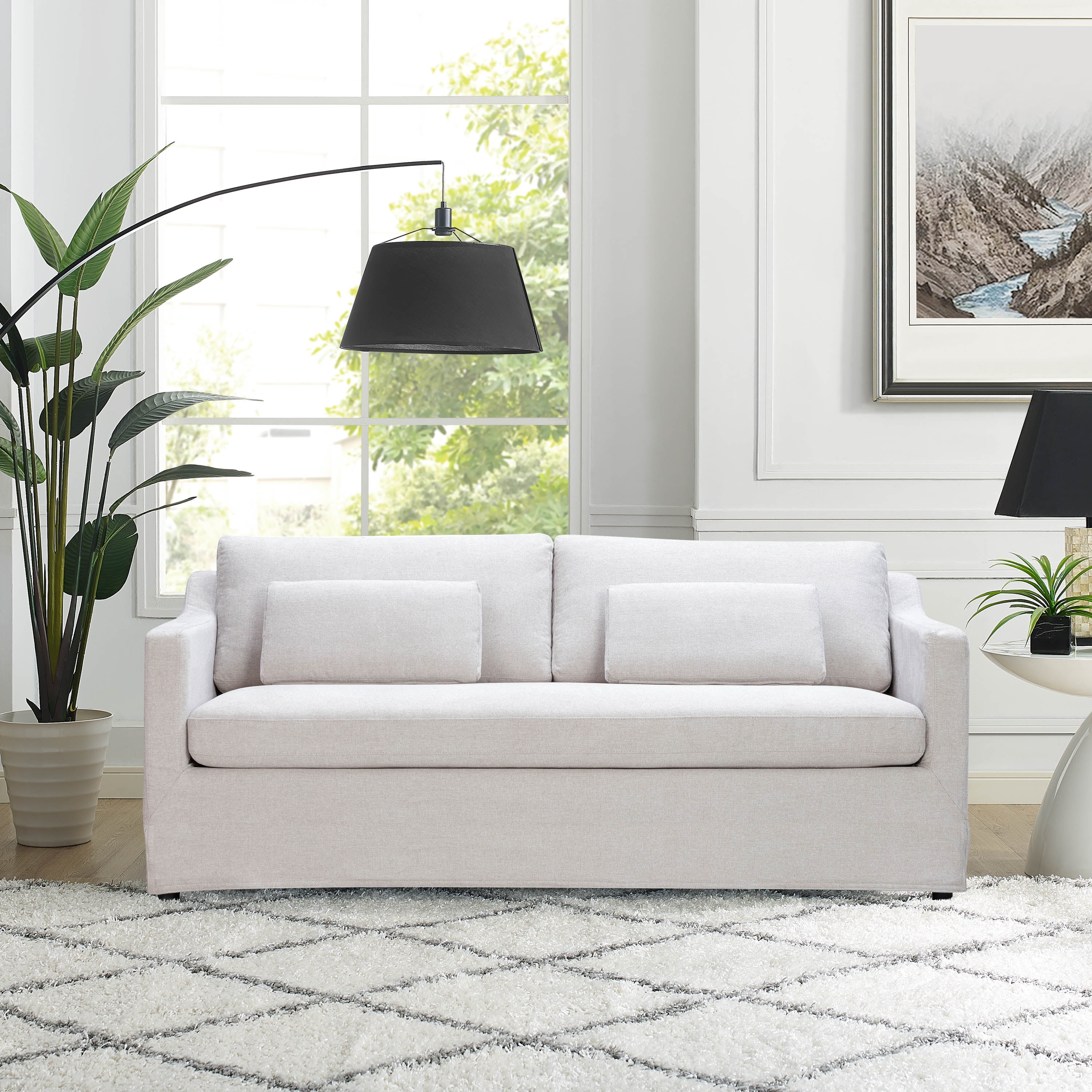 Slipcovered Sofa with Oatmeal Fabric and Oatmeal Slipcover Sofa