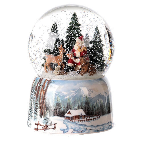 Snow Globe: Mountain Landscape Base Woodland Santa Scene