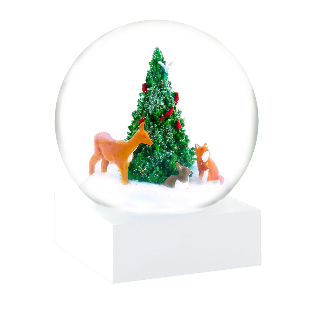 Snow Globe: Square Pedestal Base Woodland Animal Scene