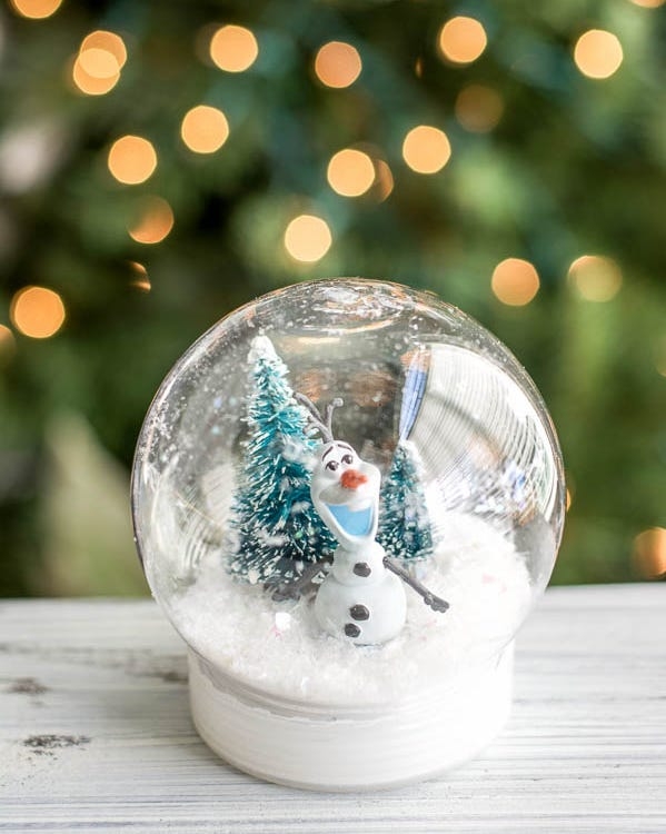Snow Globe: Teal Bottle Brush Trees Character Figurine