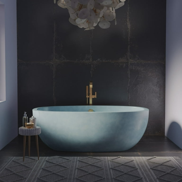 Soaking Tub in Ocean Blue Concrete, Matte Mottled Finish