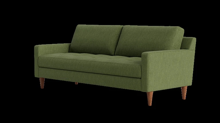 Sofa: Bench Seat Cushion with Green Textured Upholstery