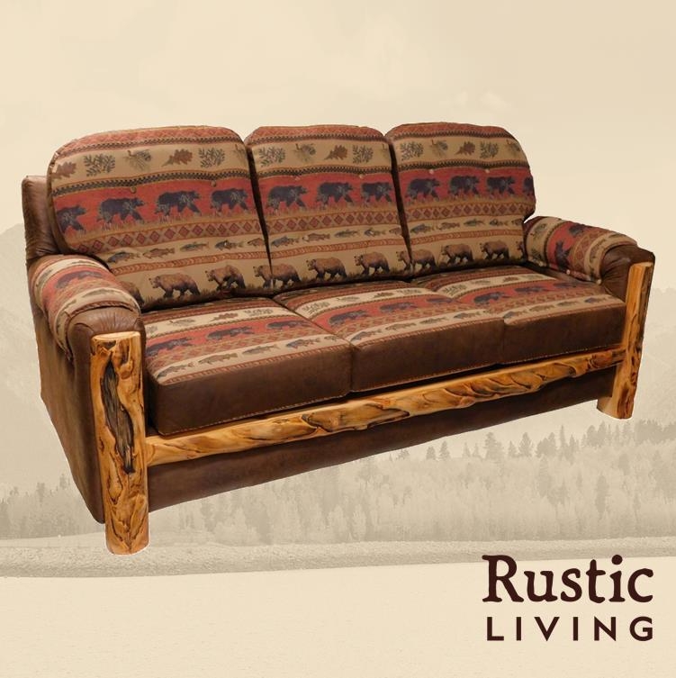 Sofa: Gnarly Log Frame and Bear Print Motif Seating
