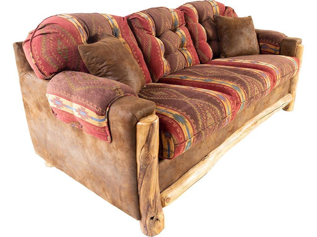 Sofa: Log Accents with Apache Sunset Upholstery Seating