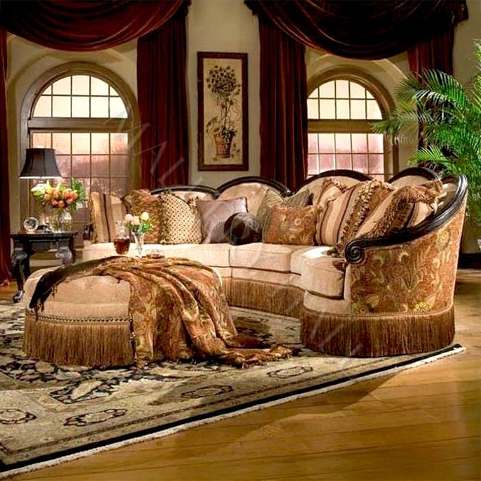 Sofa Sectional with Bullion Fringe Old World Tapestry Sofa