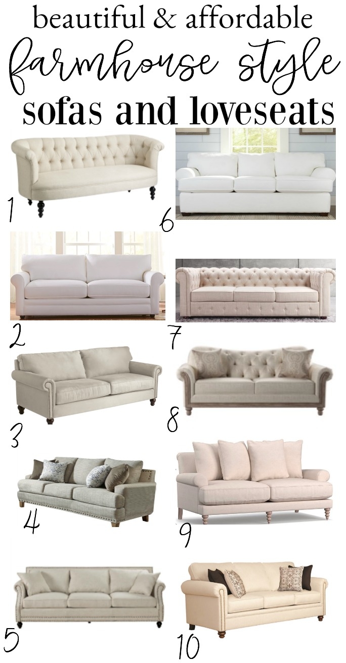Sofa Set With Nailhead Accents Neutral Farmhouse Style