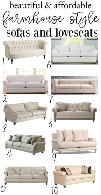 Sofa Set With Nailhead Accents Neutral Farmhouse Style