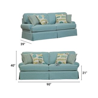 Sofa Skirted Base Nautical Text Pillows 90 Inch Skirted Couch