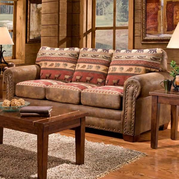 Sofa: Southwestern Lodge Motif and Earthy Red Furniture