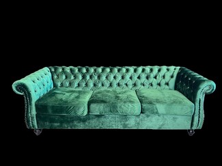 Sofa with Emerald Green Velvet and Silver Studs