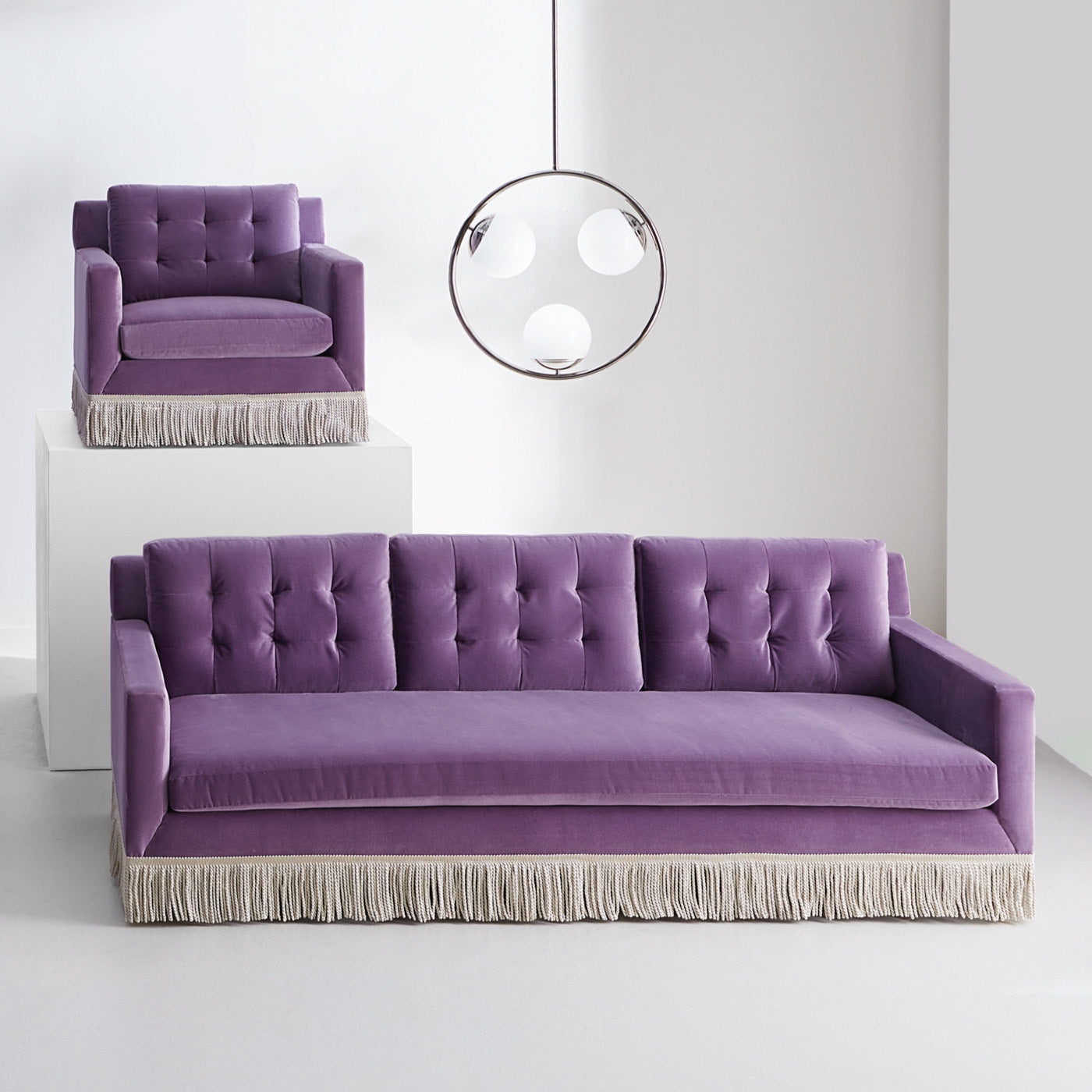 Sofa with Purple Velvet and purple velvet fringe sofa