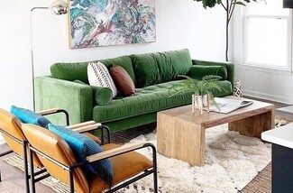 Sofa with Waterfall Wood Table for Mid-Century Living