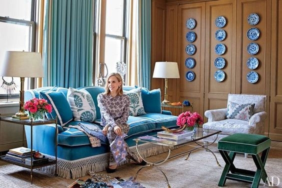 Sofa with White Fringe Trimming and teal living room ideas
