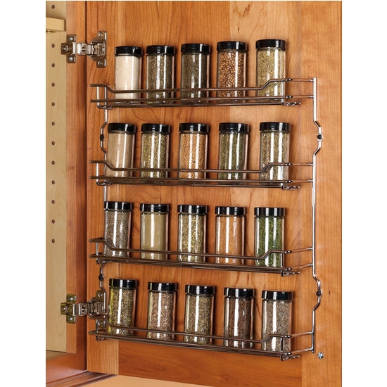 Spice Rack Four Tier Wire Construction Door Storage