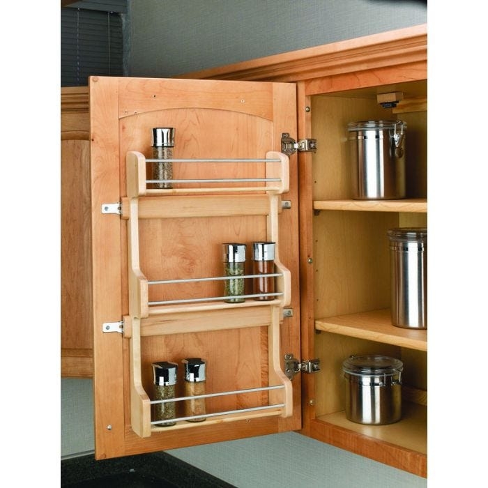 Spice Rack Maple Wood Construction Door Mount Design