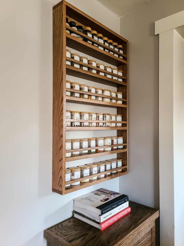 Spice Rack Vertical Grain Frame Six Tier Wood Storage