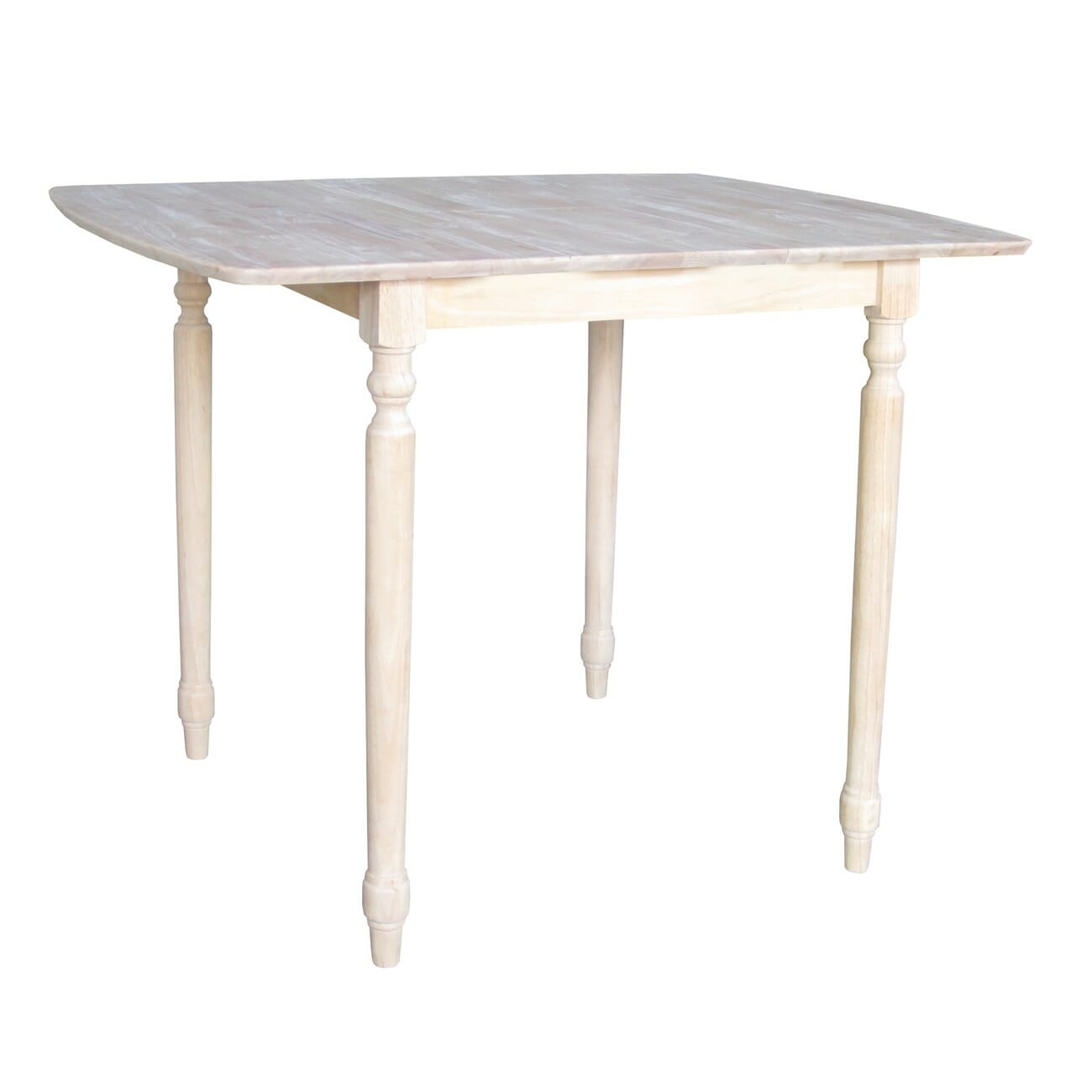 Square Dining Table: Unfinished Wood with Butterfly Leaf