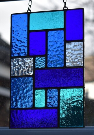 Stained Glass Suncatcher: Geometric Textured Glass Panel