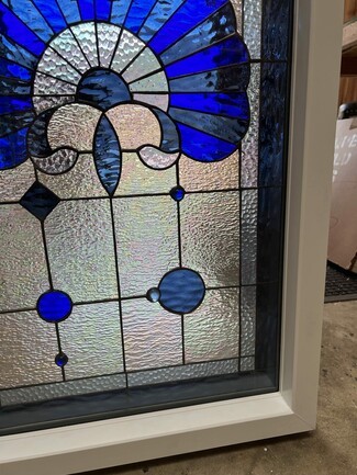 Stained Glass Window: Cobalt Blue Shell Motif Vinyl