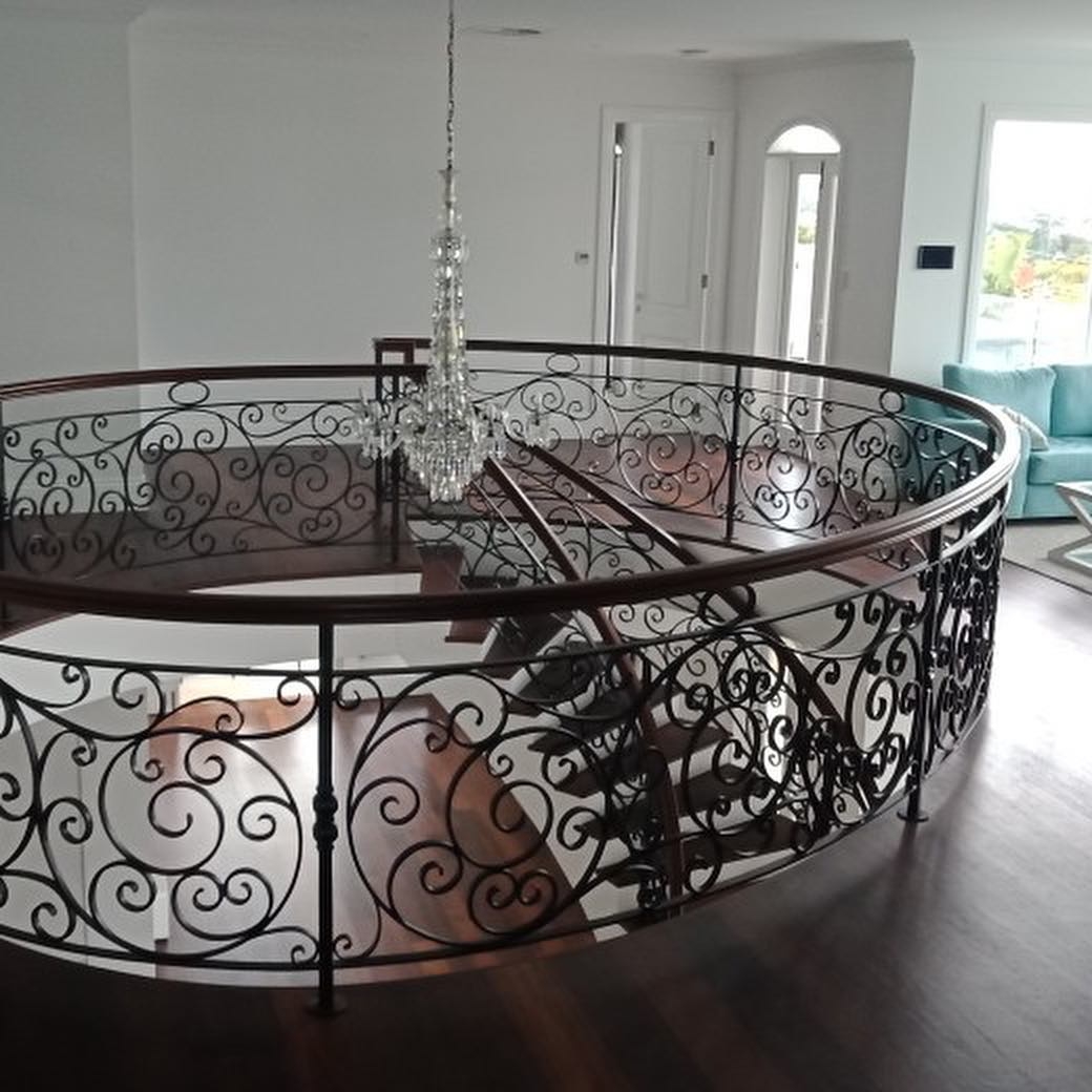 Staircase Balustrade Curved Rail Decorative Wrought Iron