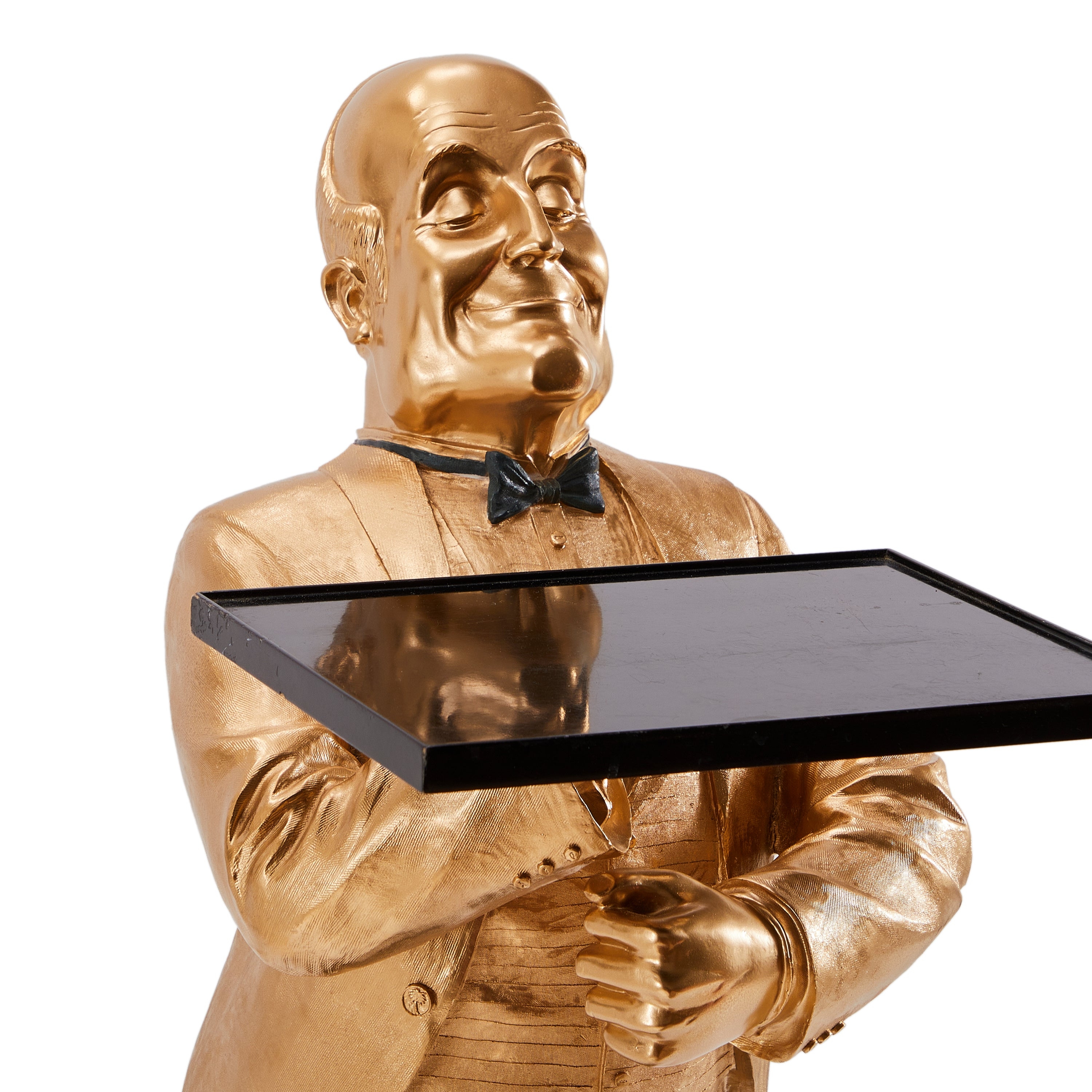 Statue Tray Gold Butler Figure Drink Stand Accent Piece