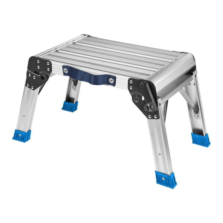 Step Stool: Folding Work Platform with Ribbed Metallic Top