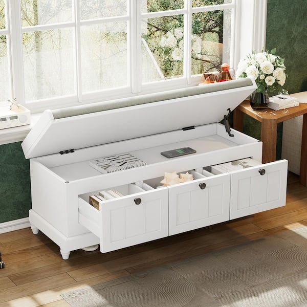 Storage Bench: Flip Top Lid Flip Top Cushioned Bench