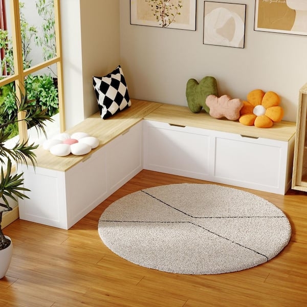 Storage Bench: L-Shaped Storage White Corner Storage Bench