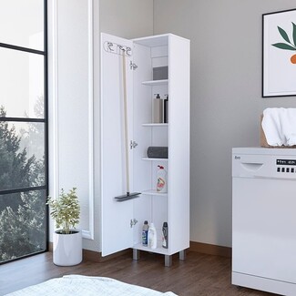 Storage Cabinet Narrow Footprint Laundry Room Unit