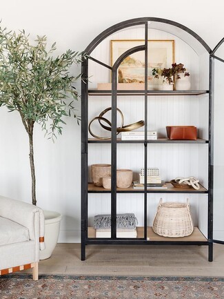 Storage Cabinet with Interior Paneling Arched Cupboard