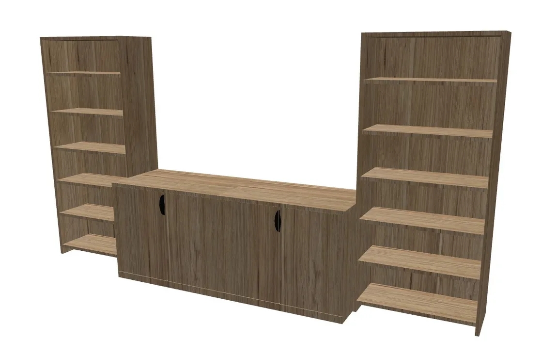 Storage Credenza Suite: Integrated Shelving System and Grain