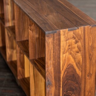 Storage Credenza with Thick Slab Frame for Solid Wood Record Storage