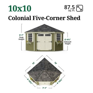 Storage Shed: Colonial Trim 10x10 Garden Storage Kit with Floor
