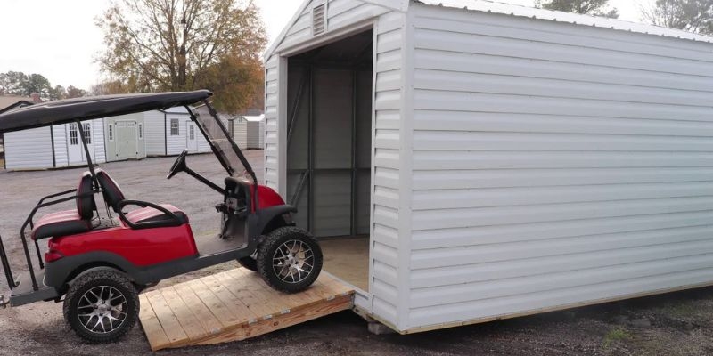 Storage Shed with Corrugated Siding for Outdoor Utility Garage