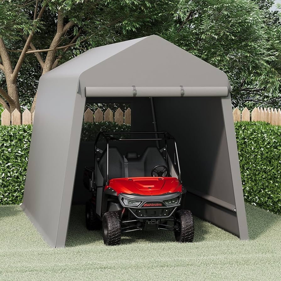 Storage Tent: Peaked Roof Grey Weatherproof Vehicle Carport