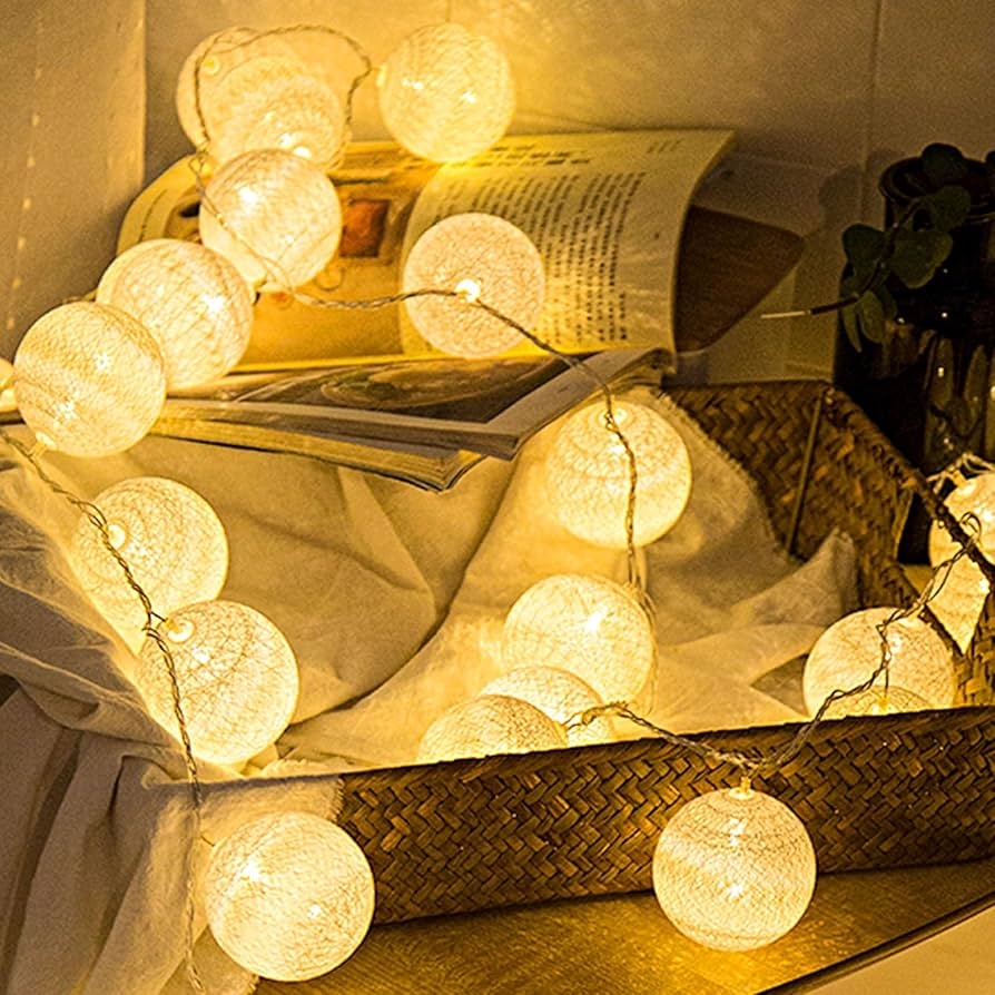 String Lights: Cotton Ball Texture for Warm Ambient Glow Lighting