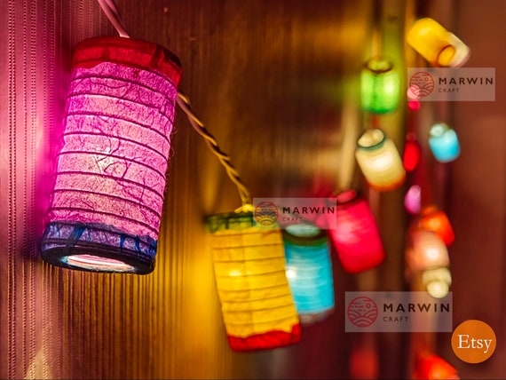String Lights: Textured Paper Lanterns with Cylindrical Rainbow Hue