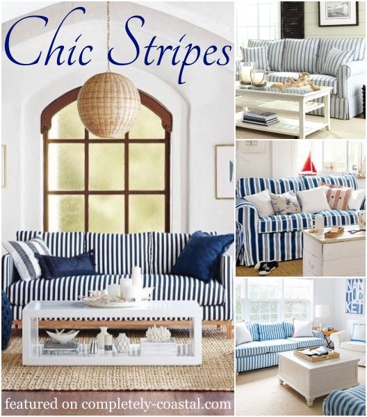 Striped Sofa Coastal Decor Navy Coastal Living Room Ideas