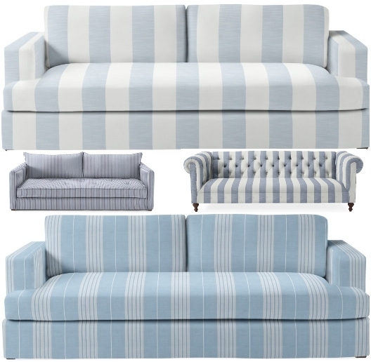 Striped Sofa Tufted Detailing Nautical Chesterfield Sofa