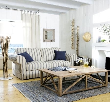 Striped Sofa X-brace Base Wood X-brace Wood Coffee Table