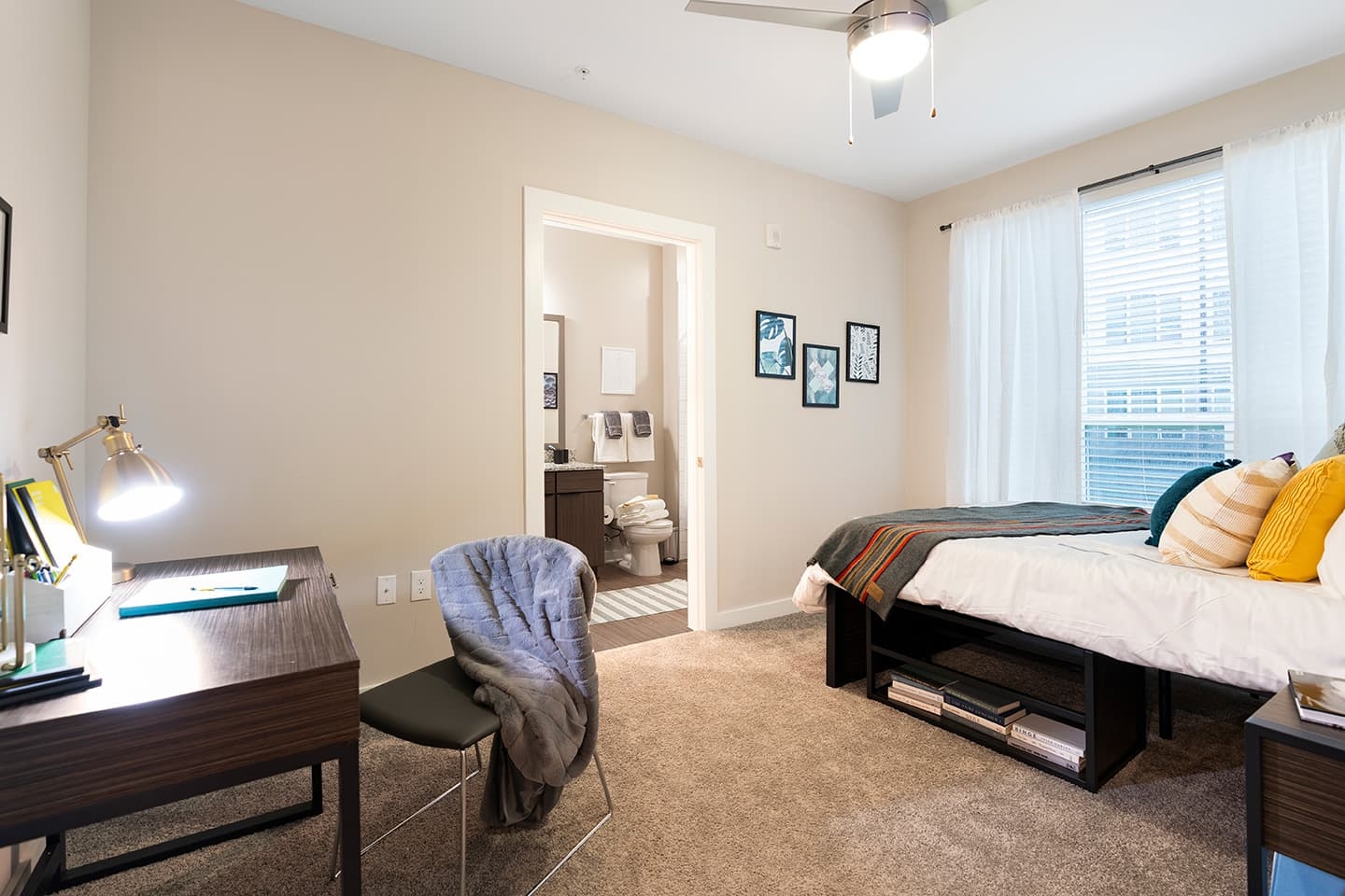 Student Bedroom with Integrated Bed Shelving and Storage Ideas