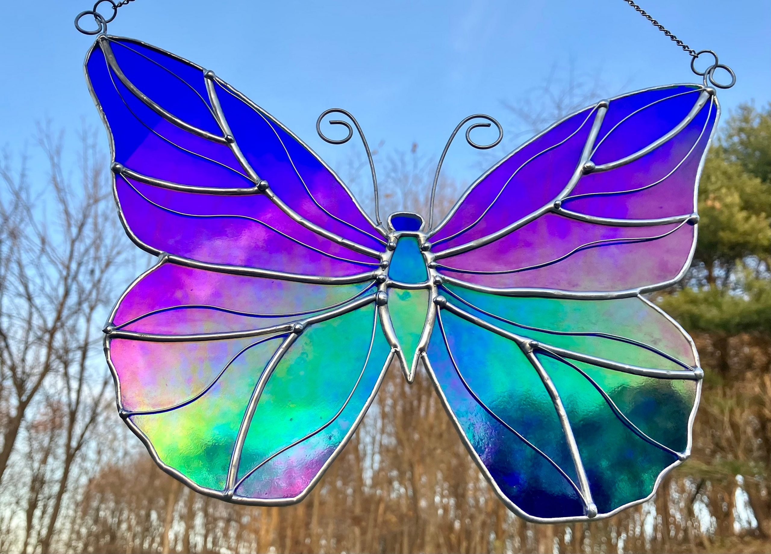 Suncatcher: Iridescent Finish Cobalt Butterfly Art
