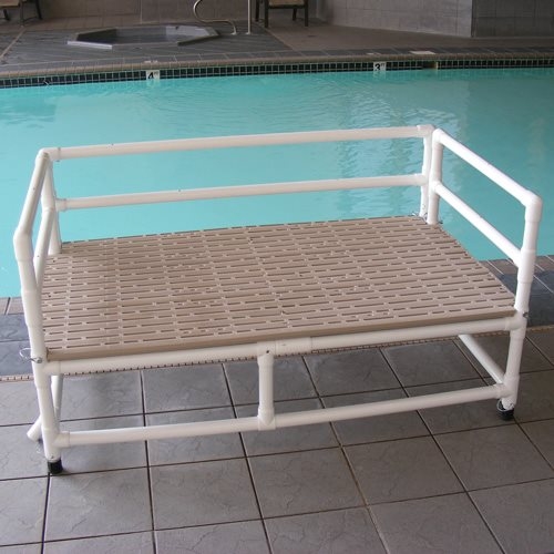 Swim Training Platform Tan Slatted Rolling Casters