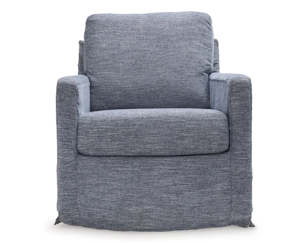 Swivel Accent Chair Denim Swivel Chair with Full Skirted Base