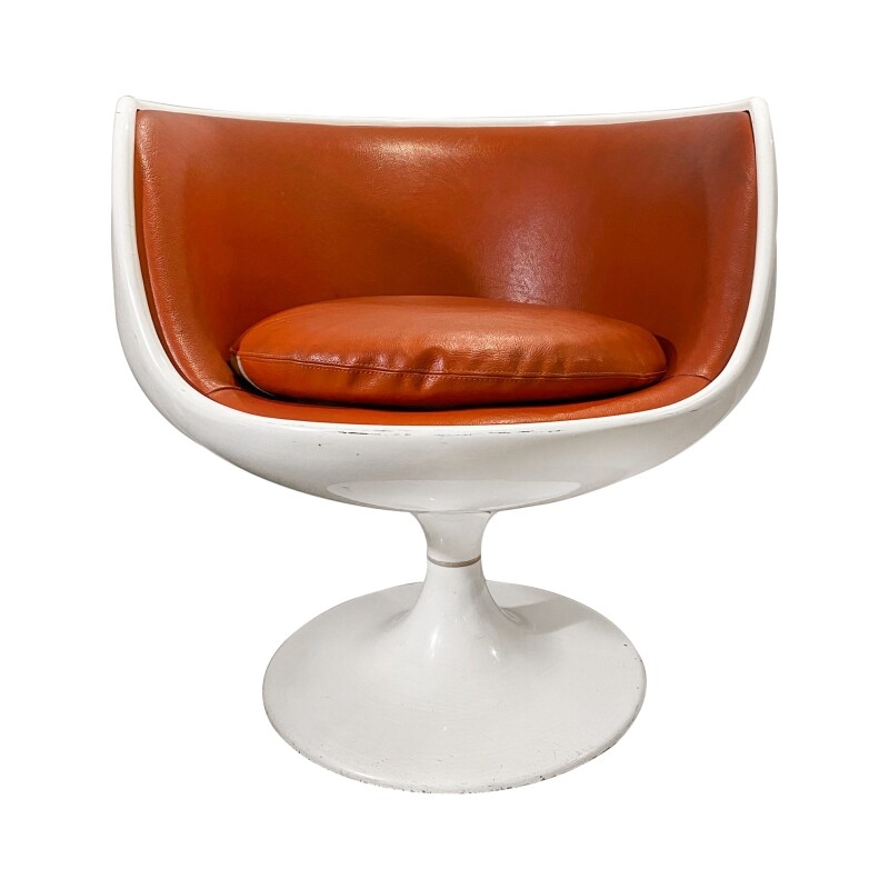 Swivel Accent Chair in Tulip Silhouette with Pedestal Base